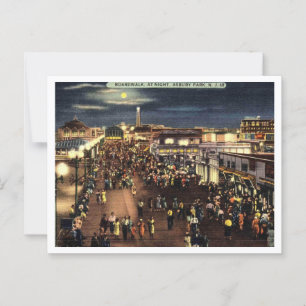 Carte Postale Asbury Park NJ Boardwalk at Night 1940