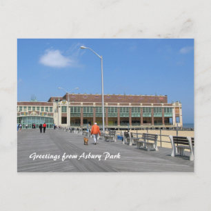 Carte Postale Asbury Park NJ Boardwalk - Homme chien de promenad