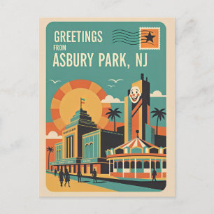 Carte Postale Asbury Park NJ Rétro Fantaisiste