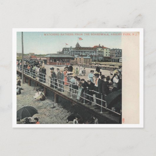 Carte Postale Asbury Park NJ, Watching Bathers, promenade, 1906 (Devant)