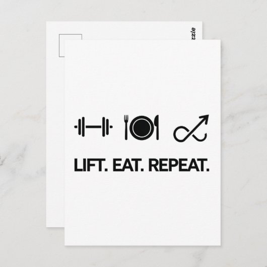 Carte Postale Ascenseur. Manger. Recommencer. - Conception de la (Devant / Derrière)