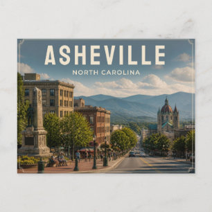 Carte Postale Asheville Caroline du Nord Centre-ville Montagnes
