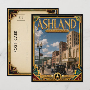 Carte Postale Ashland Kentucky Art Déco vintage de l'âge d'or
