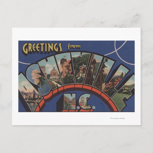 Carte Postale Ashville, Caroline du Nord - Scènes à grandes lett (Devant)