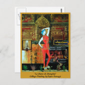 Carte Postale Asian-style postcard w/ Original Collage Art (Devant / Derrière)