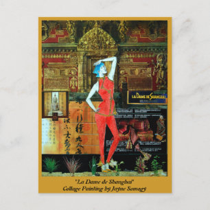 Carte Postale Asian-style postcard w/ Original Collage Art