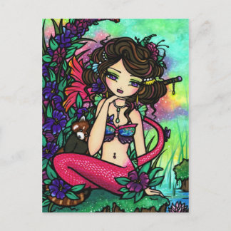 Carte Postale Asiatique Panda Mystical Pond Sirène Imaginaire fi