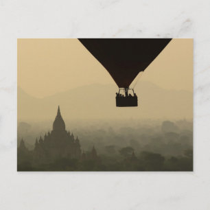 Carte Postale Asie, Myanmar, Bagan, ballon au-dessus des temples