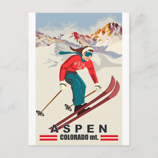 Carte Postale Aspen Ski, Colorado Mountains (Devant)