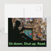 Carte Postale Asseyez-Vous. Ferme-La. Lire. Collage numérique or (Devant / Derrière)