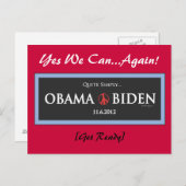 Carte postale assez simple OBAMA BIDEN 2012 (Devant / Derrière)