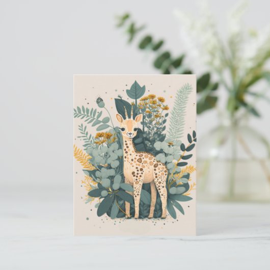 Carte Postale Assiettes en papier girafe floral mignon (Debout devant)