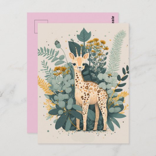 Carte Postale Assiettes en papier girafe floral mignon (Devant / Derrière)