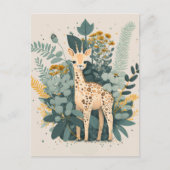 Carte Postale Assiettes en papier girafe floral mignon (Devant)