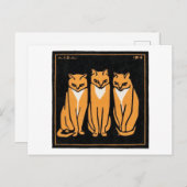 Carte Postale Assis trois chats, Julie de Graag (Devant / Derrière)