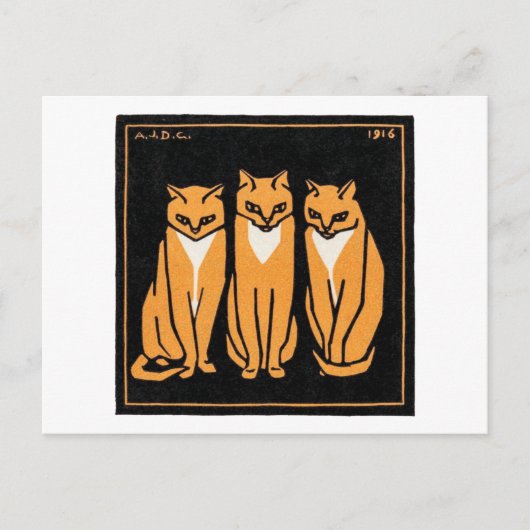 Carte Postale Assis trois chats, Julie de Graag (Devant)