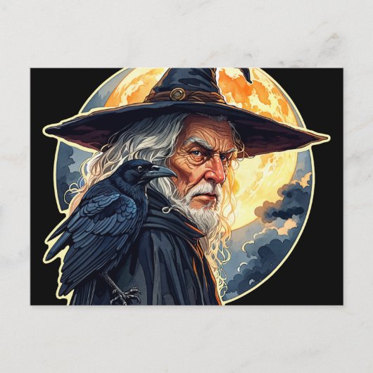 Carte Postale Assistant avec corbeau - Halloween Fun 2 (Devant)