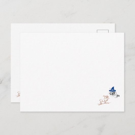 Carte Postale Assistant et cerf (Devant / Derrière)