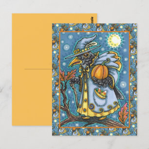 CARTE POSTALE ASSISTANT HALLOWEEN EVE BLACKBIRD, HALLOWEEN RAVEN