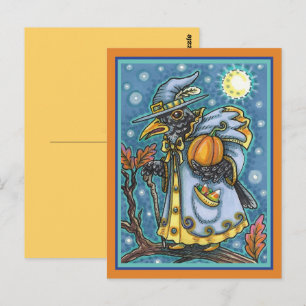 CARTE POSTALE ASSISTANT HALLOWEEN EVE BLACKBIRD, HALLOWEEN RAVEN