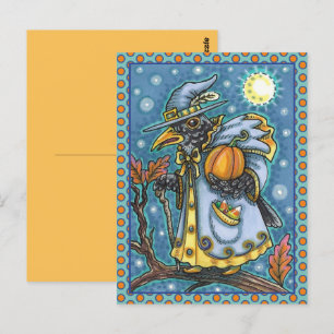 CARTE POSTALE ASSISTANT HALLOWEEN EVE BLACKBIRD, HALLOWEEN RAVEN