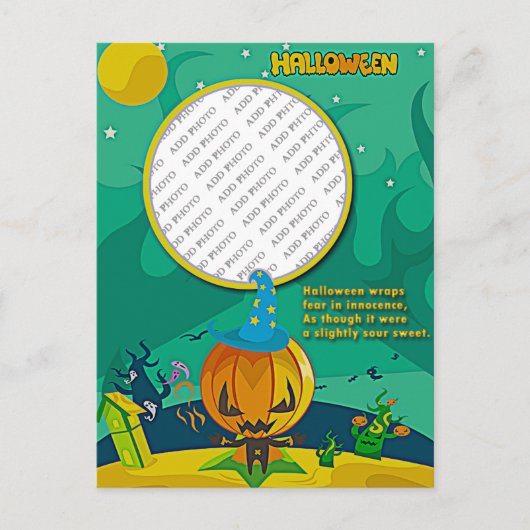 Carte Postale Assistant Halloween Jack o' Lantern Ajouter cadre  (Devant)