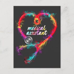 Carte Postale Assistant Médicale Stéthoscope coloré Infirmière c