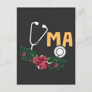 Carte Postale Assistant Médicale Stethoscope Watercolor Flower N