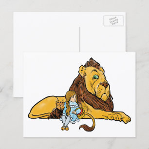 Carte Postale Assistant vintage d'Oz, Dorothy et Toto avec Lion