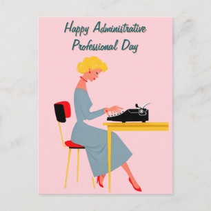 Carte Postale Assistante Administrative Vintage – Bureau Rétro