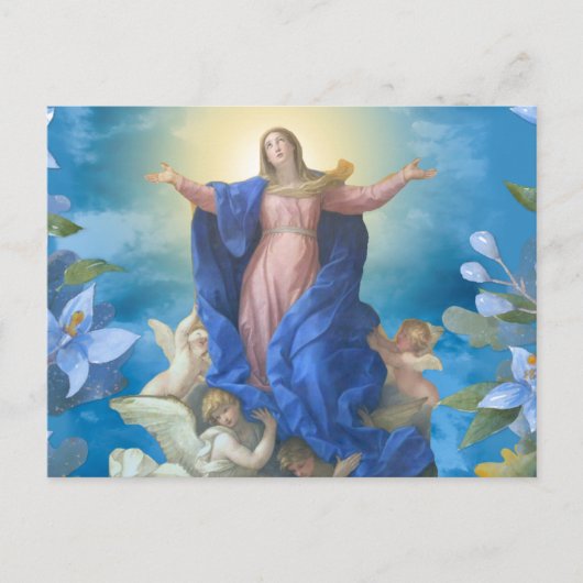 Carte Postale Assomption religieuse de Marie Anges Bleu Floral P (Devant)