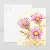 Carte Postale Aster à fleur d'eau aquarelle botanique (Devant / Derrière)