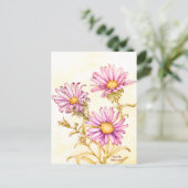 Carte Postale Aster à fleur d'eau aquarelle botanique (Debout devant)