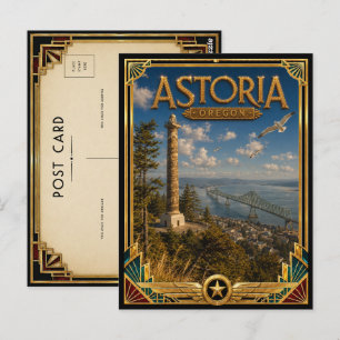 Carte Postale Astoria Oregon Art Déco vintage Âge d'or