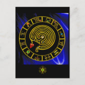 Carte Postale ASTRAL LABYRINTH GOLD ZODIAC CHART Astrologie (Devant)