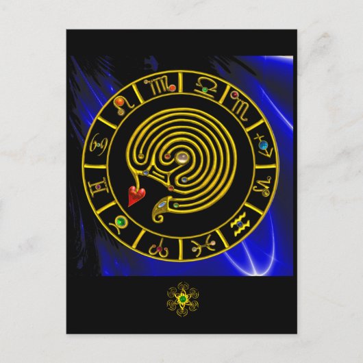 Carte Postale ASTRAL LABYRINTH GOLD ZODIAC CHART Astrologie (Devant)