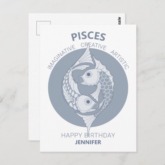 Carte Postale Astrologie Pisces Art Nouveau CC0026 Joyeux annive (Devant / Derrière)