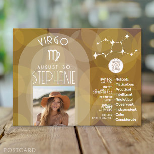Carte Postale Astrologie Virgo Zodiac Signet photo Date de naiss