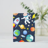 Carte Postale Astronaut in Space Planets and Rockets Pattern (Debout devant)
