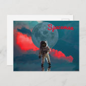 Carte postale Astronaut Moon Spaceman (Devant / Derrière)