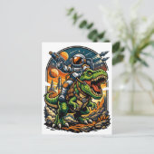 Carte Postale Astronaut Riding a T-Rex – Epic Space Dinosaur (Debout devant)