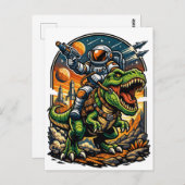 Carte Postale Astronaut Riding a T-Rex – Epic Space Dinosaur (Devant / Derrière)