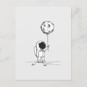 Carte Postale Astronaute dans l'espace avec ballon de lune cosmo (Devant)
