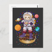Carte Postale Astronaute de la Sloth spatiale Galaxy Planet Donu (Devant / Derrière)