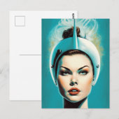 Carte Postale Astronaute Féminine Vintage (Devant / Derrière)