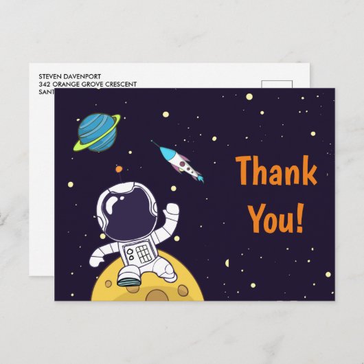 Carte Postale Astronaute Flottant Dans L'Espace (Devant / Derrière)