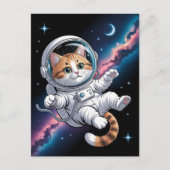 Carte Postale Astronaute Galaxie Planète Espace Chat Chaton Mino (Devant)