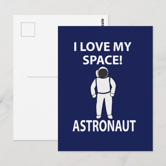 Carte Postale Astronaute j'aime mon espace (Devant / Derrière)