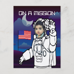 Carte Postale Astronaute Sur Lune Espace Extérieur Garçon Annive