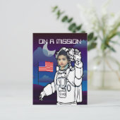 Carte Postale Astronaute Sur Lune Espace Garçon Anniversaire (Debout devant)